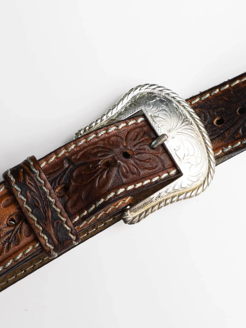 Amazing True Vintage Tony Lama Genuine Leather Concho Belt Metal Hardware USA
